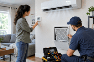 AC stops cooling properly as homeowner checks thermostat and airflow